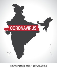 Mapa de India con ilustración de advertencia de Coronavirus