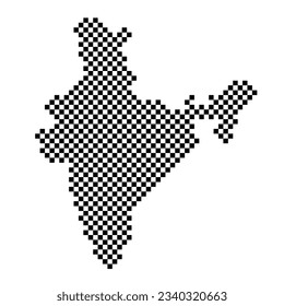 India mapea el país desde un patrón cuadrado cuadrado blanco y negro a cuadros 