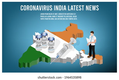 India map with covid-19 virus situation, Health Care Problems and Fight Novel Coronavirus (2019-nCoV)concept. Vector illustration Eps10