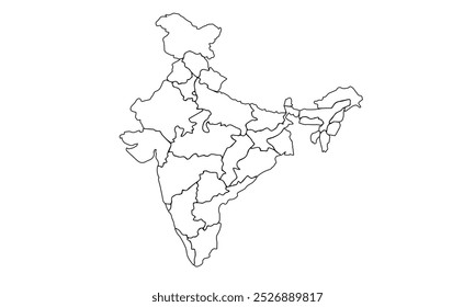 Mapa de India para diseño Esquema negro.
