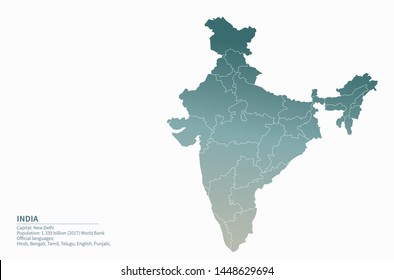india map. design gradient map with vector.