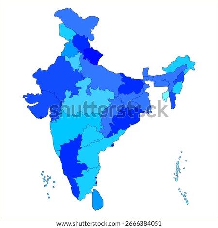India Map Design, New modern colour indian map, Detailed India map for learning, travel, and infographic design. fully editable 
