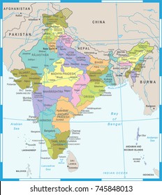 India Map - Detailed Vector Illustration