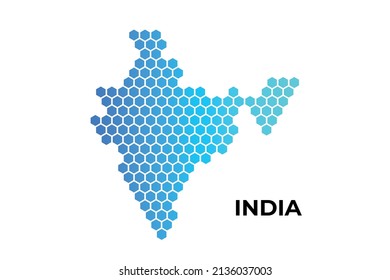 India map digital hexagon shape on white background vector illustration
