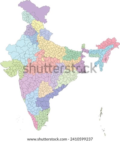 India map with Districts by 28 states and 8 union territories