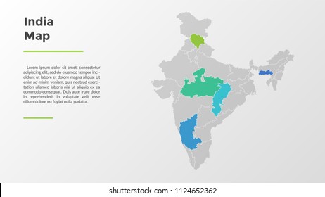India Map Divided Into Provinces Regions Stock Vector (Royalty Free ...