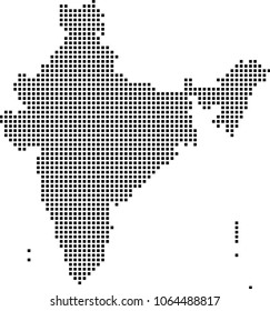 India map dots vector outline illustration background. Dotted map of India country. Creative pixel art map with highly detailed border 