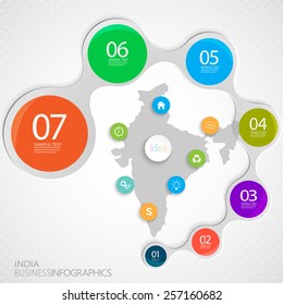 India Map and Elements Infographic. Vector illustration.