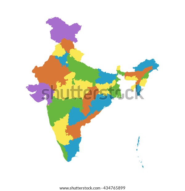 インドの地図と連邦州 平面ベクトル のベクター画像素材 ロイヤリティフリー