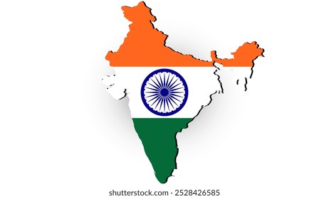 india map with flag on white background for icon logo web graphic. vector illustration.