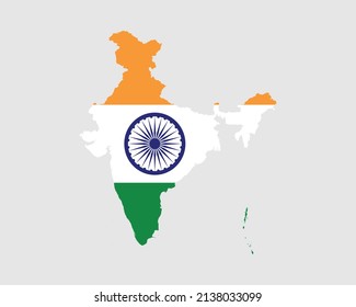 India Map Flag. Map of the Republic of India with the Indian country banner. Vector Illustration.