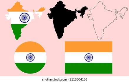 india map flag set vector