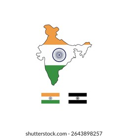 India map with flag variations and detailed design, perfect for educational materials, presentations, or travelthemed designs for commercial use.