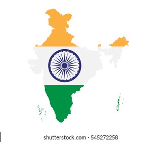 India Map with Flag Vector