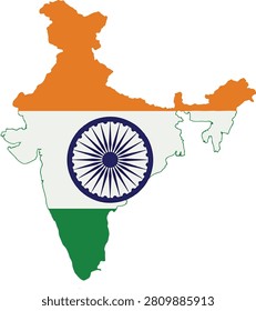 India map flag vector national country silhouette Asoka Chandra tricolour icon
