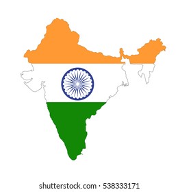 India map and flag in white background