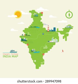 India Map - Flat Design, Info graphic Vector