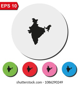 India map flat round colorful vector icon.
