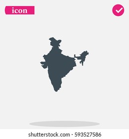 India Map Flat Vector Icon Isolated On White Background.