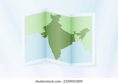 India map, folded paper with India map. Vector illustration.