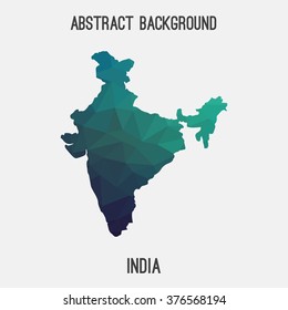 India Map In Geometric Polygonal Style.Abstract Tessellation,modern Design Background. Vector Illustration EPS8