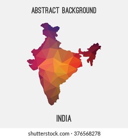 India map in geometric polygonal style.Abstract tessellation,modern design background. Vector illustration EPS8