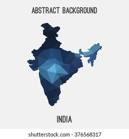 India map in geometric polygonal style.Abstract tessellation,modern design background. Vector illustration EPS8