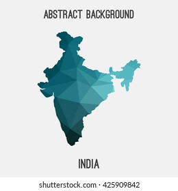 India map in geometric polygonal style.Abstract tessellation,modern design background. Vector illustration EPS8