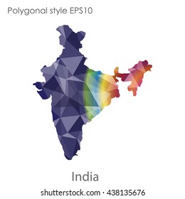 India map in geometric polygonal style.Abstract gems triangle,modern design background.. Vector illustration EPS10