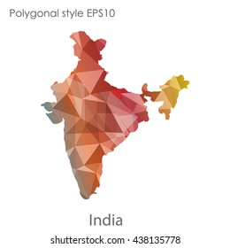 India map in geometric polygonal style.Abstract gems triangle,modern design background.. Vector illustration EPS10