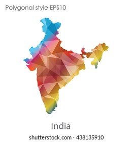 India map in geometric polygonal style.Abstract gems triangle,modern design background.. Vector illustration EPS10