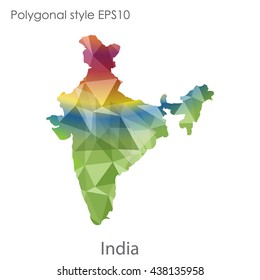 India map in geometric polygonal style.Abstract gems triangle,modern design background.. Vector illustration EPS10