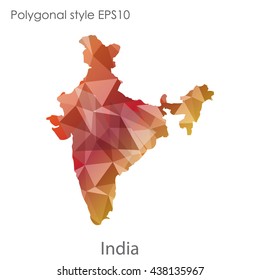 India map in geometric polygonal style.Abstract gems triangle,modern design background.. Vector illustration EPS10
