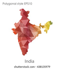 India map in geometric polygonal style.Abstract gems triangle,modern design background.. Vector illustration EPS10
