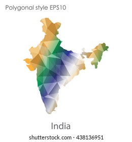 India map in geometric polygonal style.Abstract gems triangle,modern design background.. Vector illustration EPS10