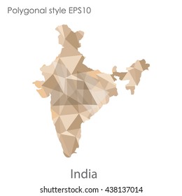 India map in geometric polygonal style.Abstract gems triangle,modern design background.. Vector illustration EPS10