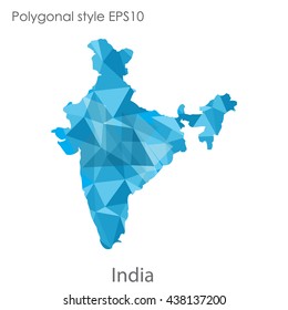 India map in geometric polygonal style.Abstract gems triangle,modern design background.. Vector illustration EPS10