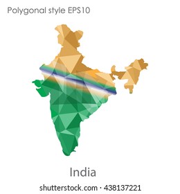 India map in geometric polygonal style.Abstract gems triangle,modern design background.. Vector illustration EPS10