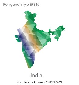 India map in geometric polygonal style.Abstract gems triangle,modern design background.. Vector illustration EPS10