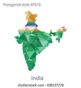 India map in geometric polygonal style.Abstract gems triangle,modern design background.. Vector illustration EPS10