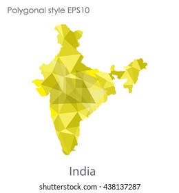 India map in geometric polygonal style.Abstract gems triangle,modern design background.. Vector illustration EPS10