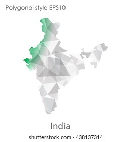 India map in geometric polygonal style.Abstract gems triangle,modern design background.. Vector illustration EPS10
