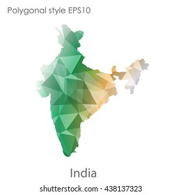 India map in geometric polygonal style.Abstract gems triangle,modern design background.. Vector illustration EPS10