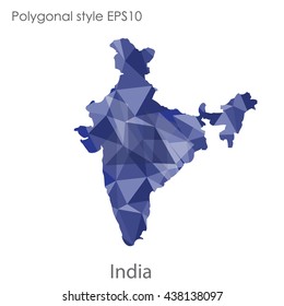 India map in geometric polygonal style.Abstract gems triangle,modern design background.. Vector illustration EPS10