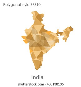 India map in geometric polygonal style.Abstract gems triangle,modern design background.. Vector illustration EPS10