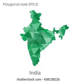 India map in geometric polygonal style.Abstract gems triangle,modern design background.. Vector illustration EPS10