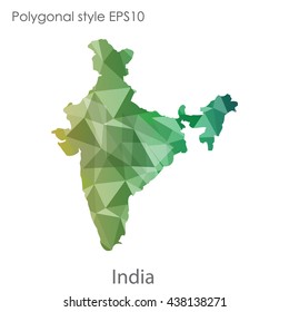 India map in geometric polygonal style.Abstract gems triangle,modern design background.. Vector illustration EPS10