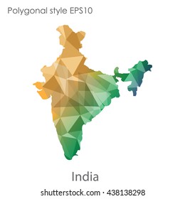 India map in geometric polygonal style.Abstract gems triangle,modern design background.. Vector illustration EPS10