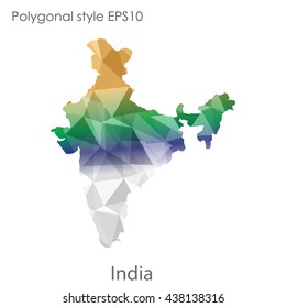 India map in geometric polygonal style.Abstract gems triangle,modern design background.. Vector illustration EPS10