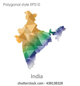 India map in geometric polygonal style.Abstract gems triangle,modern design background.. Vector illustration EPS10